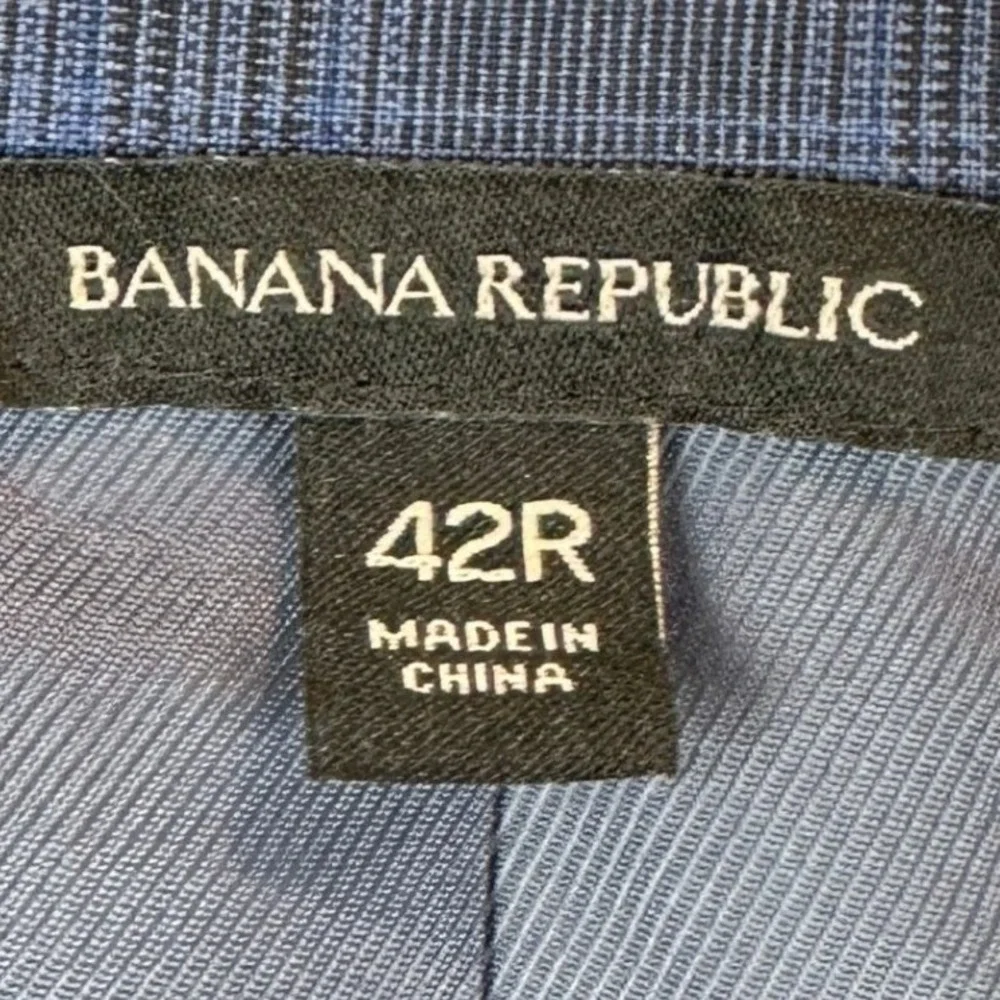 Banana Republic Marlane Wool Blazer Mens 42R Blue Plaid Standard Fit Sport Coat